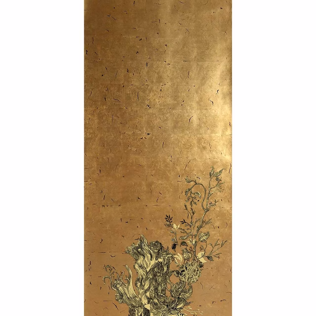 Golden Oriole Wallpaper Panel Gold Panel C1 fabric