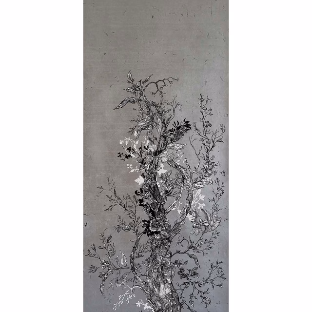 Golden Oriole Wallpaper Panel Silver Panel B1 fabric