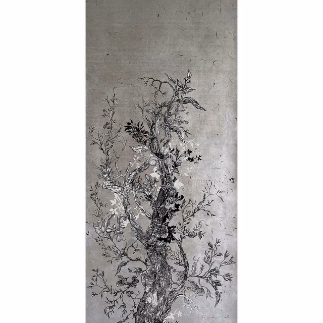 Golden Oriole Wallpaper Panel Silver Panel B2 fabric
