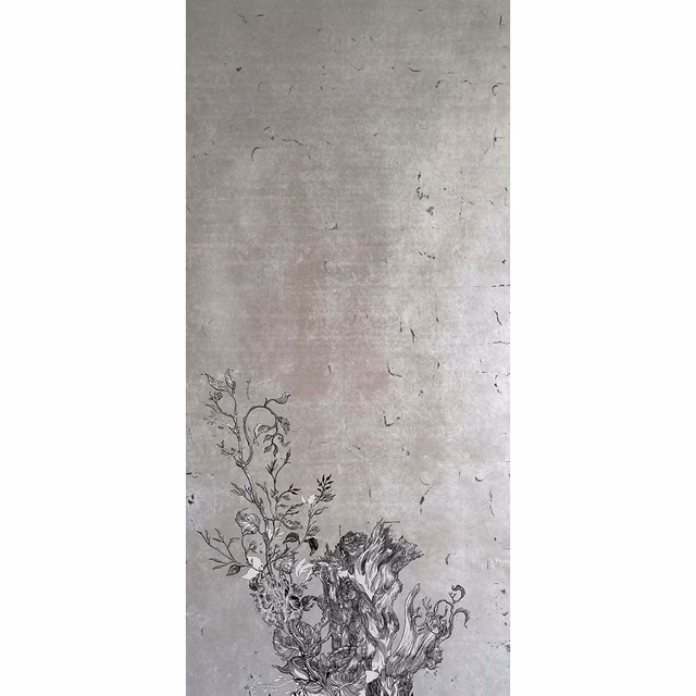 Golden Oriole Wallpaper Panel Silver Panel C2 fabric