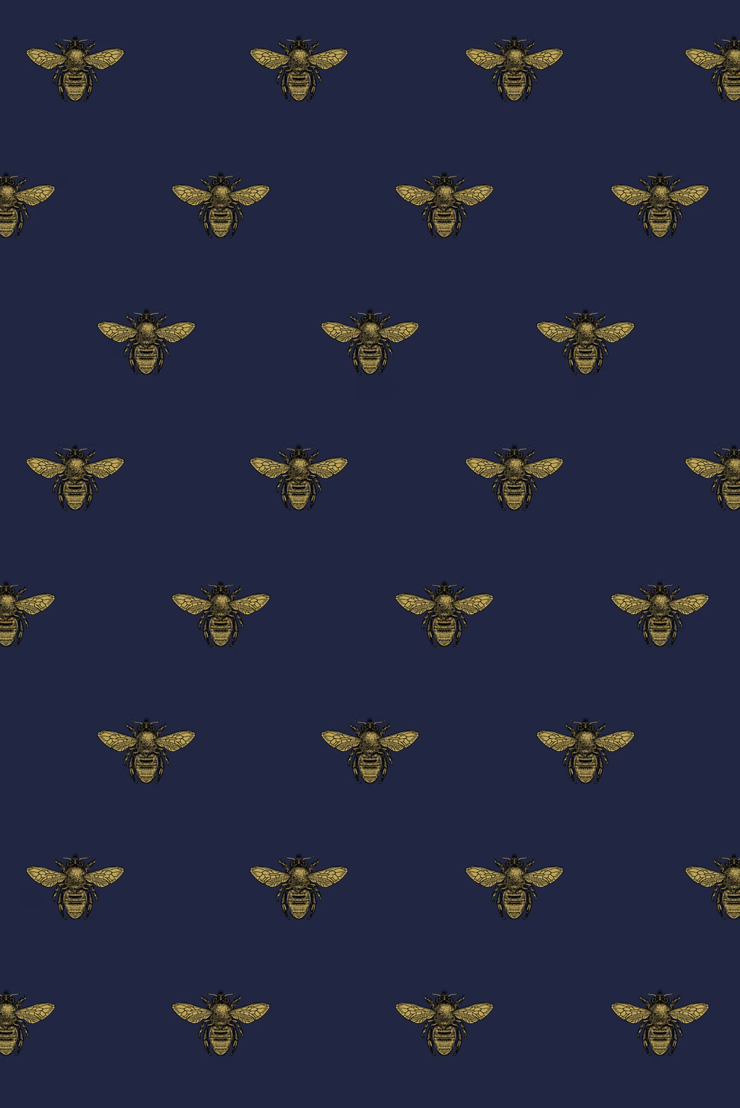 Honey Bee Velvet Fabric Black & Pale Gold on Navy fabric