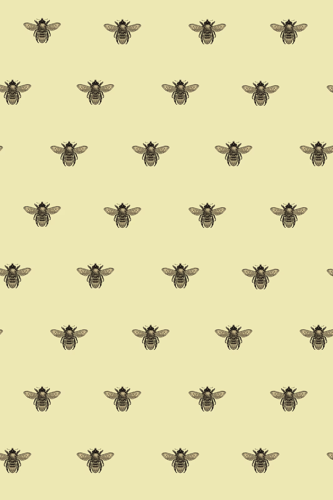 Honey Bee Wallpaper Black & Gold on Primrose fabric
