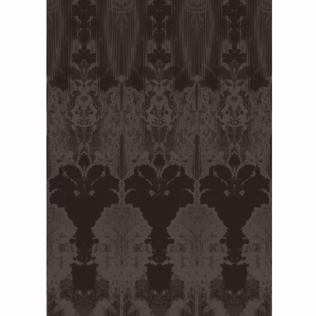 Ikat Damask Wallpaper Panels Black fabric