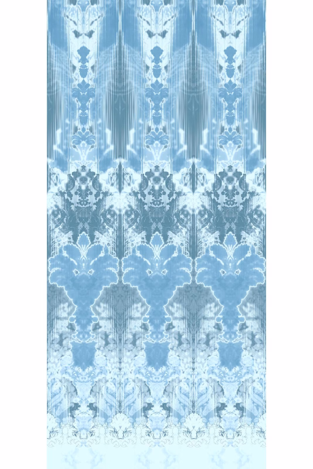 Ikat Damask Wallpaper Panels Blues fabric