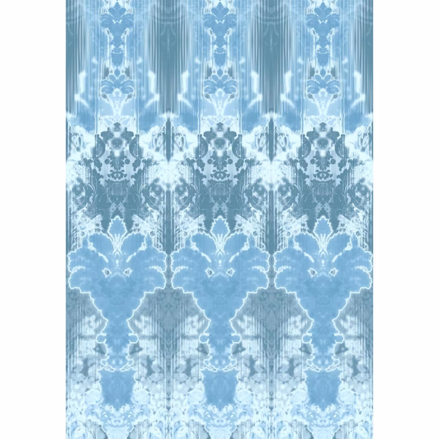 Ikat Damask Wallpaper Panels Blues fabric