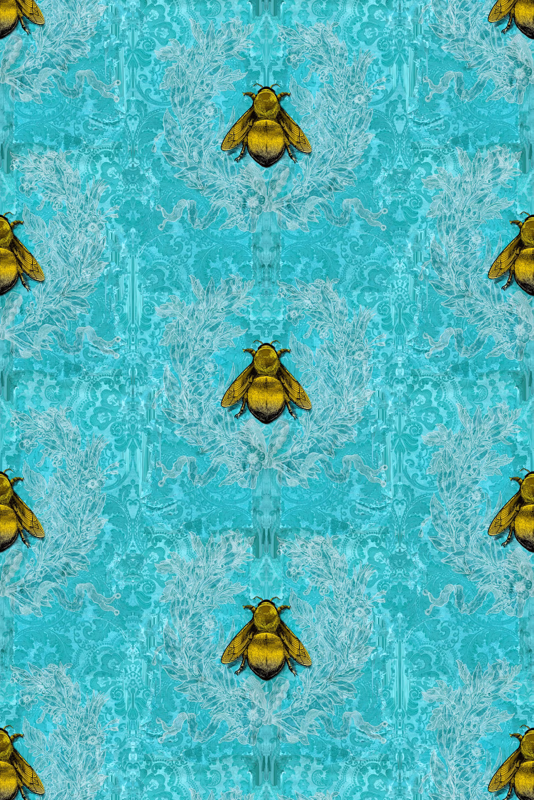 Imperial Apiary Wallpaper Blue fabric