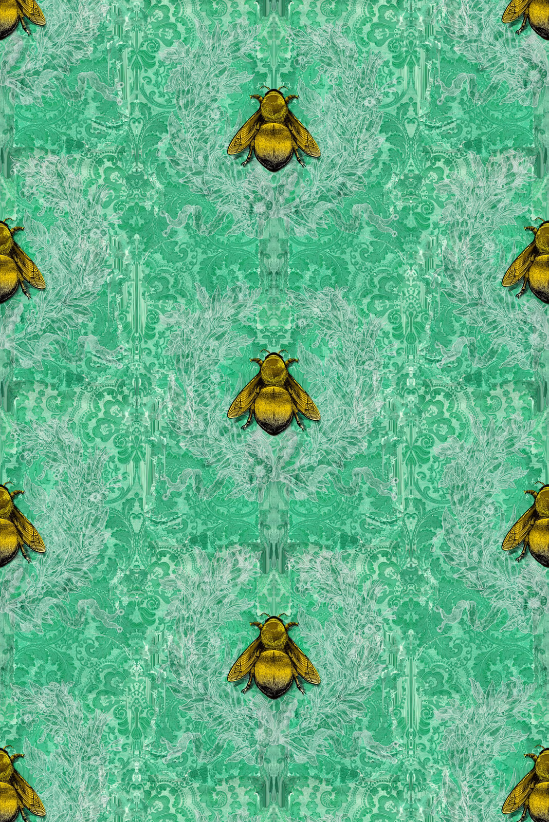 Imperial Apiary Wallpaper Green fabric