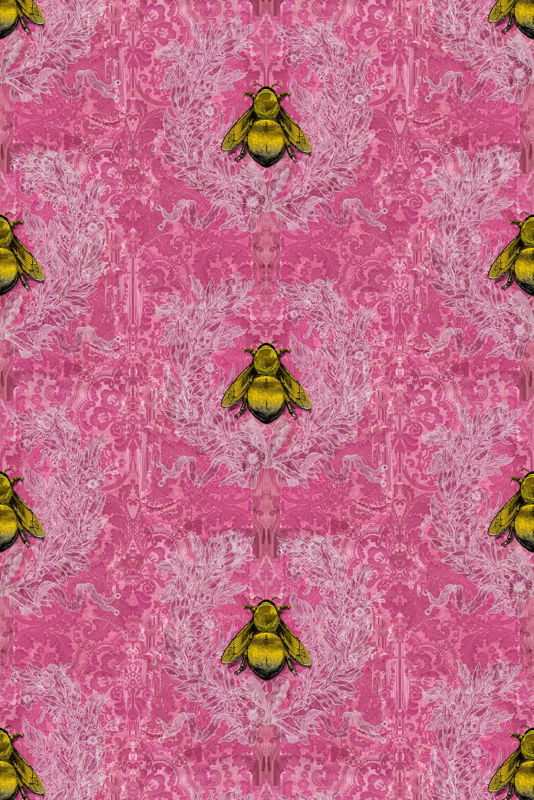Imperial Apiary Wallpaper Pink fabric