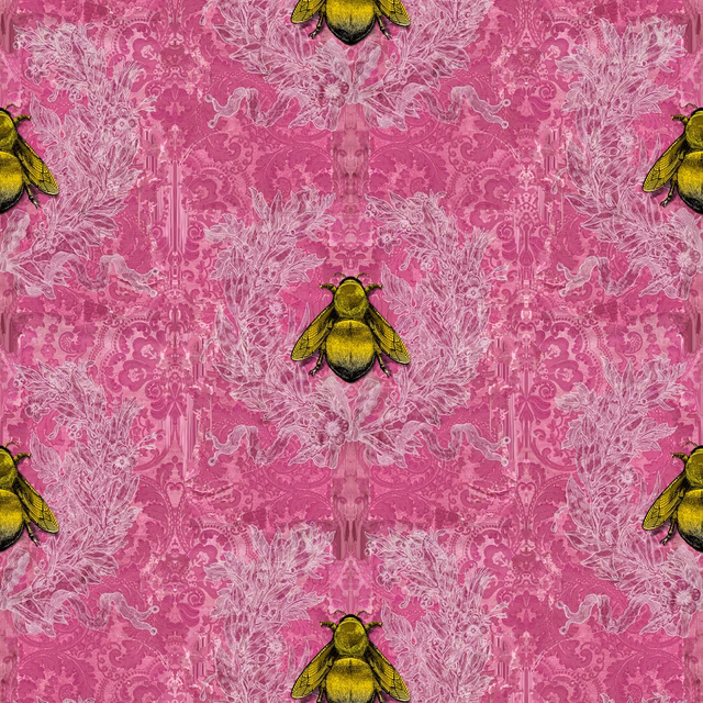 Imperial Apiary Wallpaper Pink fabric