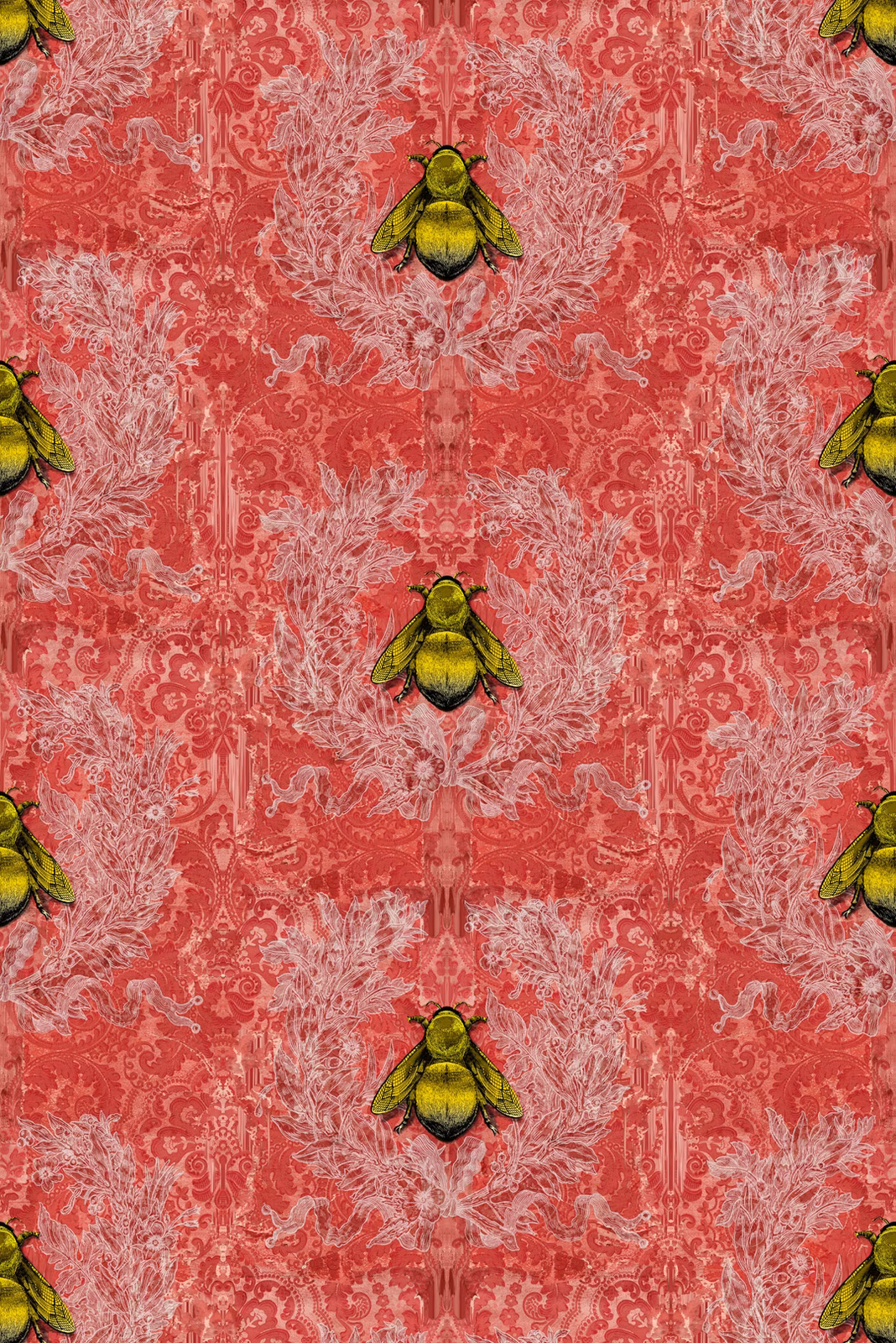 Imperial Apiary Wallpaper Red fabric