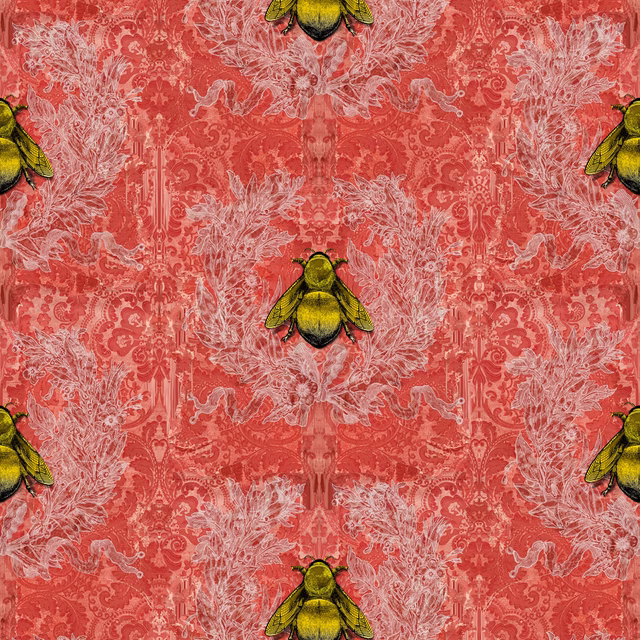 Imperial Apiary Wallpaper Red fabric