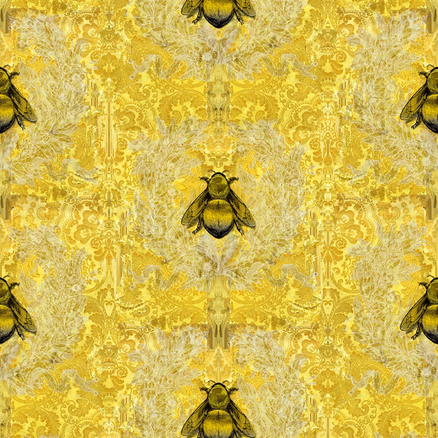 Imperial Apiary Wallpaper Yellow fabric