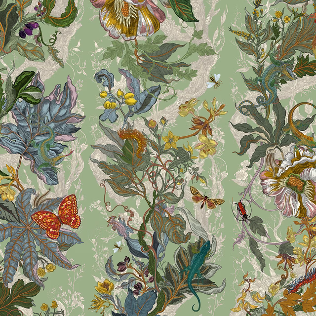Indie Jungle Wallpaper Lacewing fabric