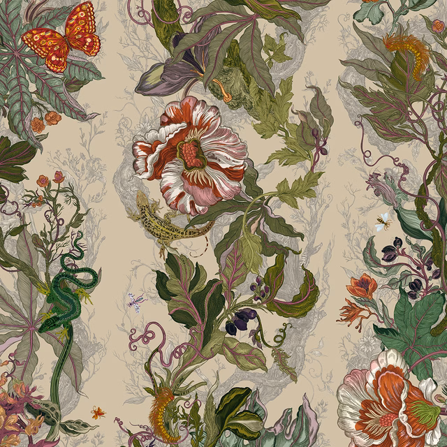 Indie Jungle Wallpaper Mist fabric