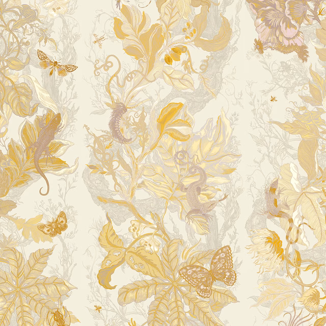 Indie Jungle Wallpaper Rosy Maple fabric