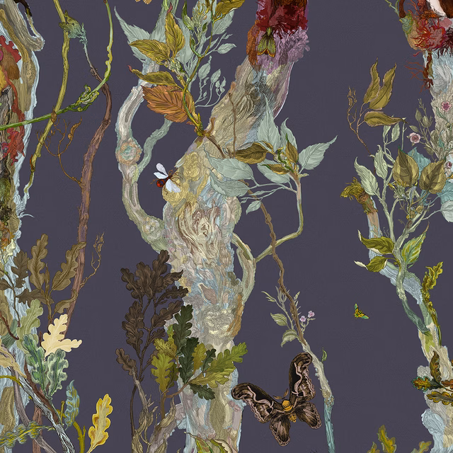 Indie Wood Wallpaper Blackberry fabric