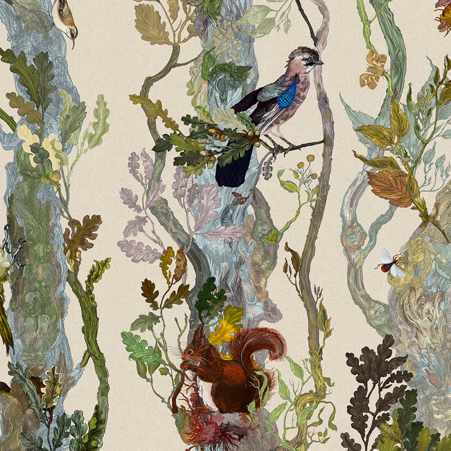 Indie Wood Wallpaper Bone fabric