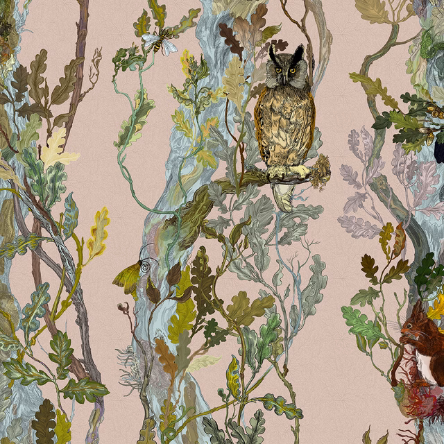 Indie Wood Wallpaper Dusted Pink fabric