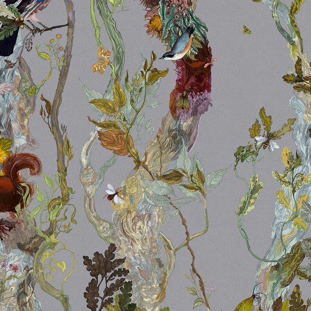 Indie Wood Wallpaper Gainsboro fabric