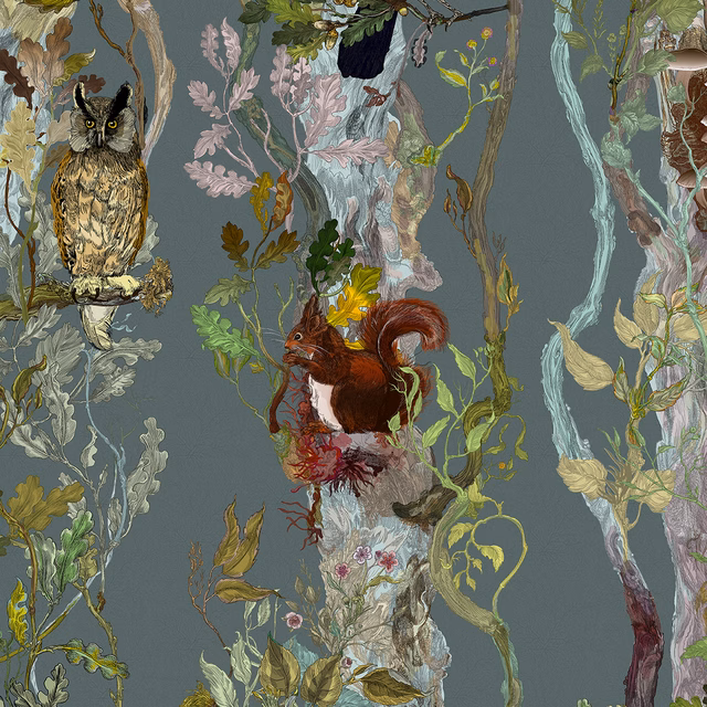 Indie Wood Wallpaper Smokey Teal fabric