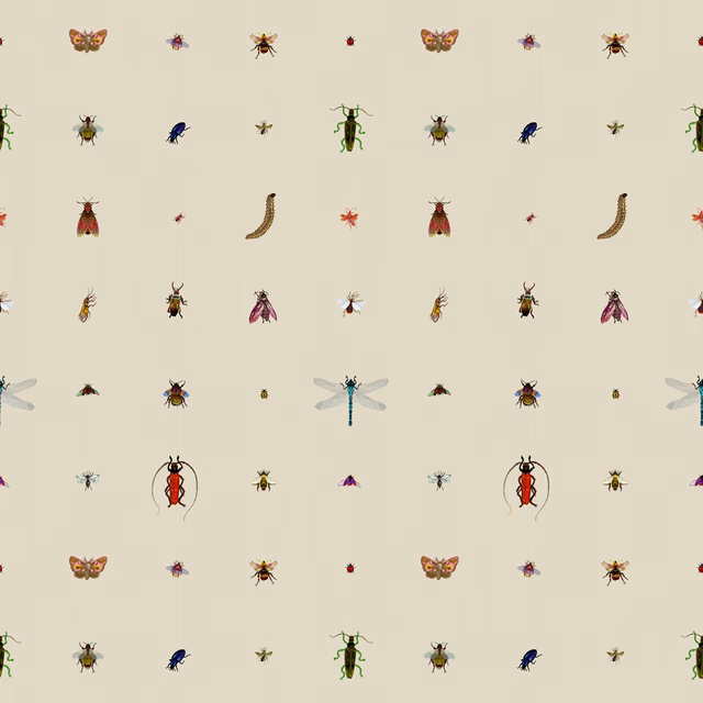 Insect Grid Wallpaper Antique fabric