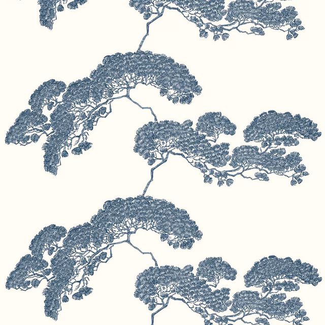 Japanese Tree Fabric Dark Blue fabric