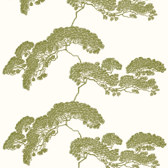 Japanese Tree Fabric Olive Green fabric