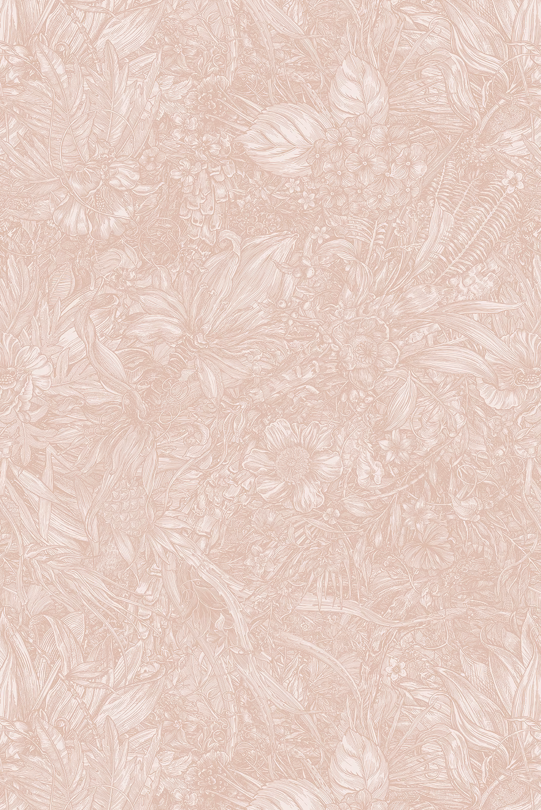 Jungle Tangle Superwide Wallpaper Blanched Rhubarb fabric