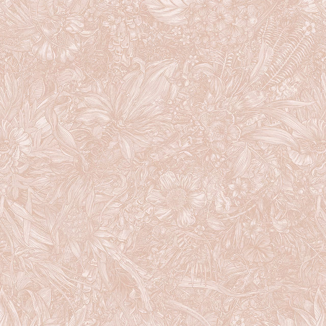 Jungle Tangle Superwide Wallpaper Blanched Rhubarb fabric