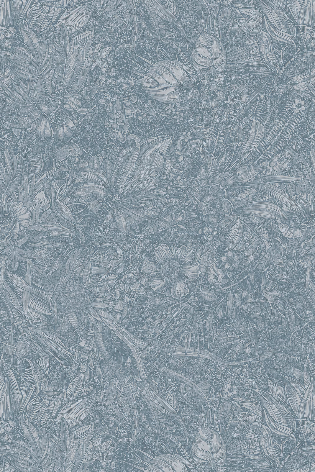 Jungle Tangle Superwide Wallpaper Marazine Blue fabric