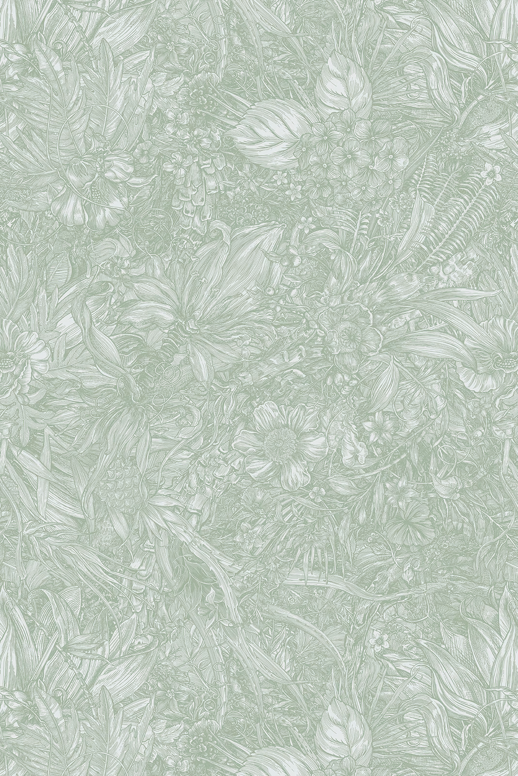Jungle Tangle Superwide Wallpaper Muted Matcha fabric