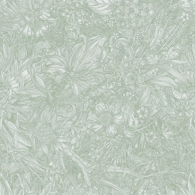 Jungle Tangle Superwide Wallpaper Muted Matcha fabric