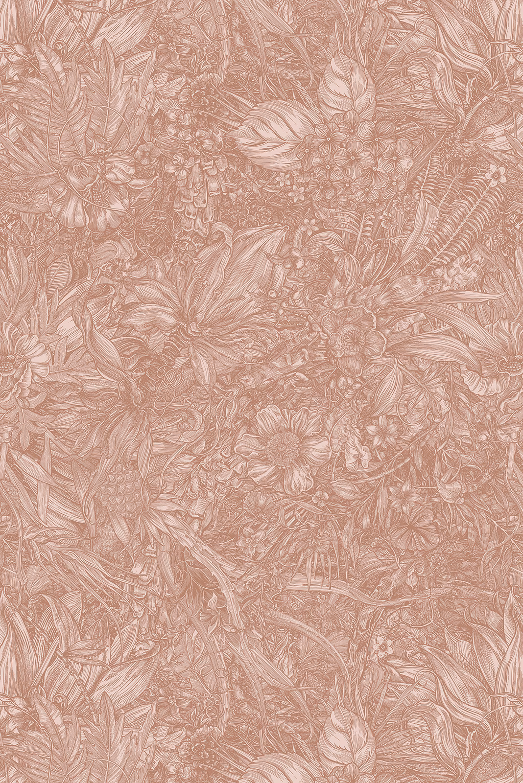 Jungle Tangle Superwide Wallpaper Warm Russet fabric