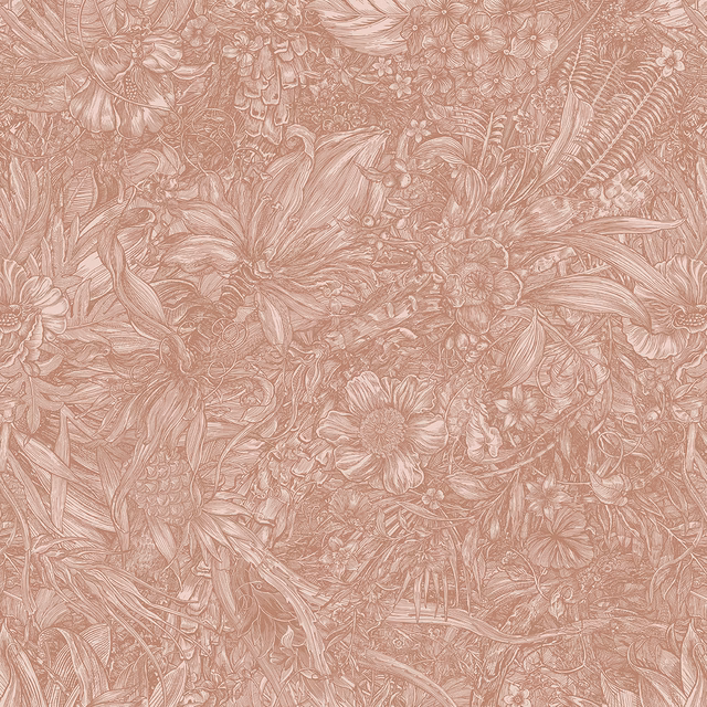 Jungle Tangle Superwide Wallpaper Warm Russet fabric