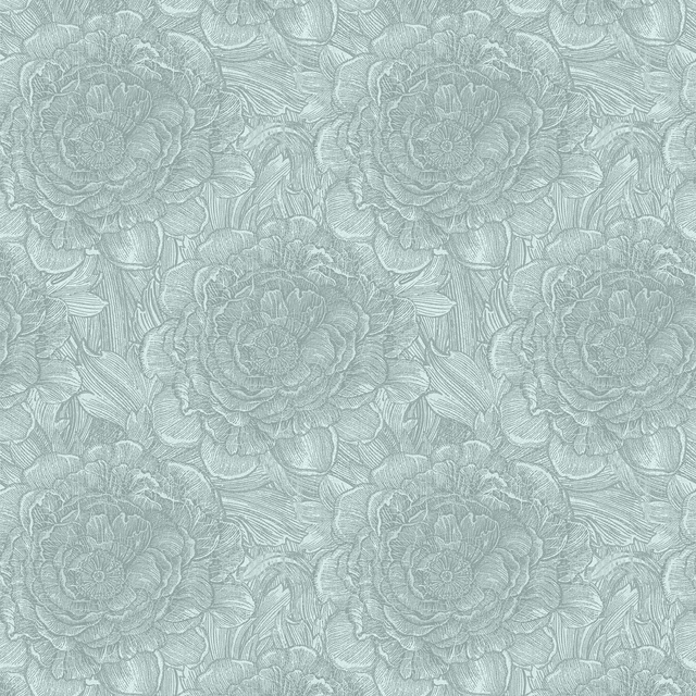 Large Tudor Rose Wallpaper Eucalyptus fabric