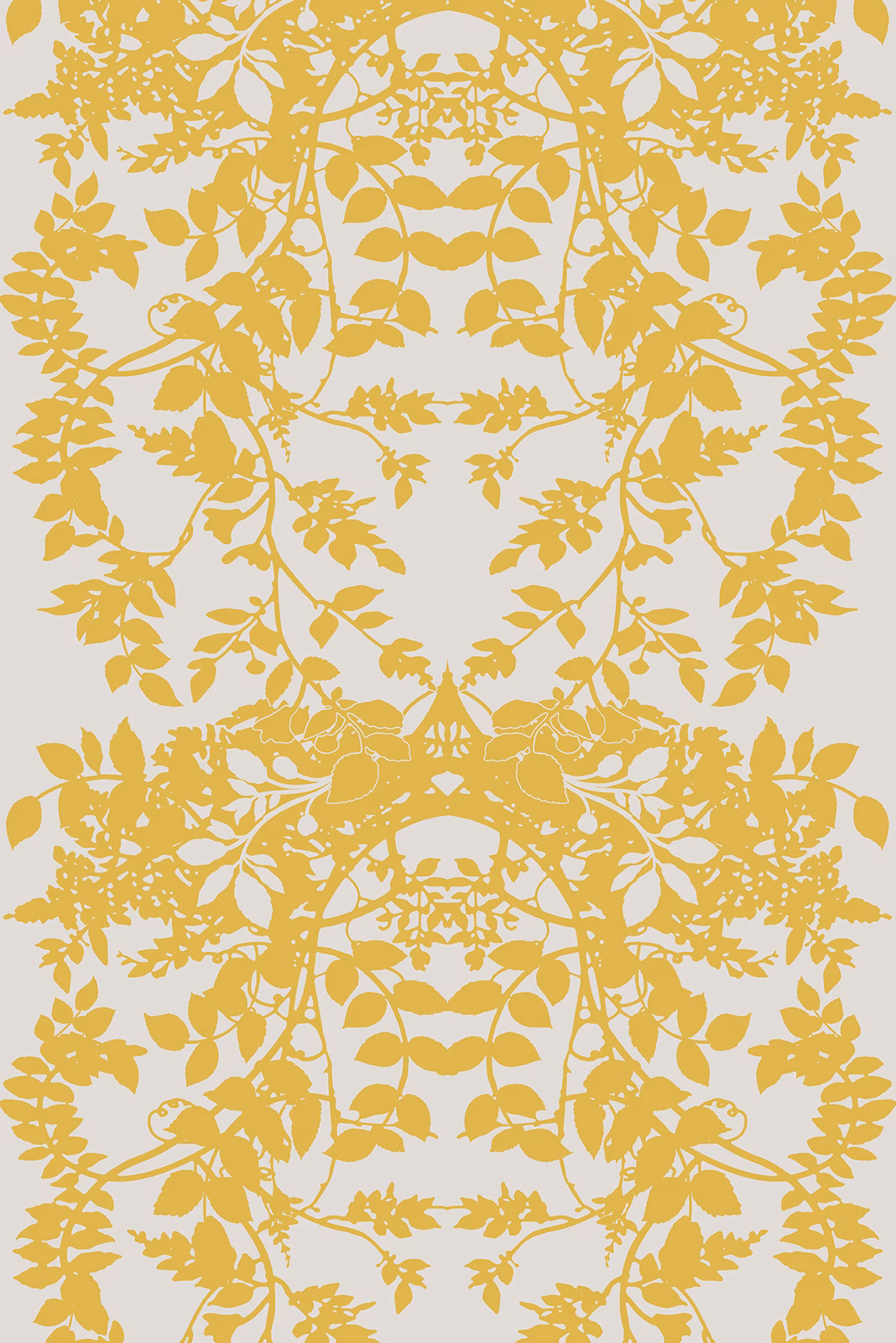 Leaf Superwide Wallpaper Yellow on Carrara White fabric