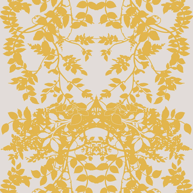 Leaf Superwide Wallpaper Yellow on Carrara White fabric
