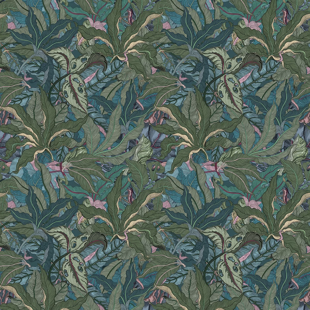 Leaforia Wallpaper Verde fabric