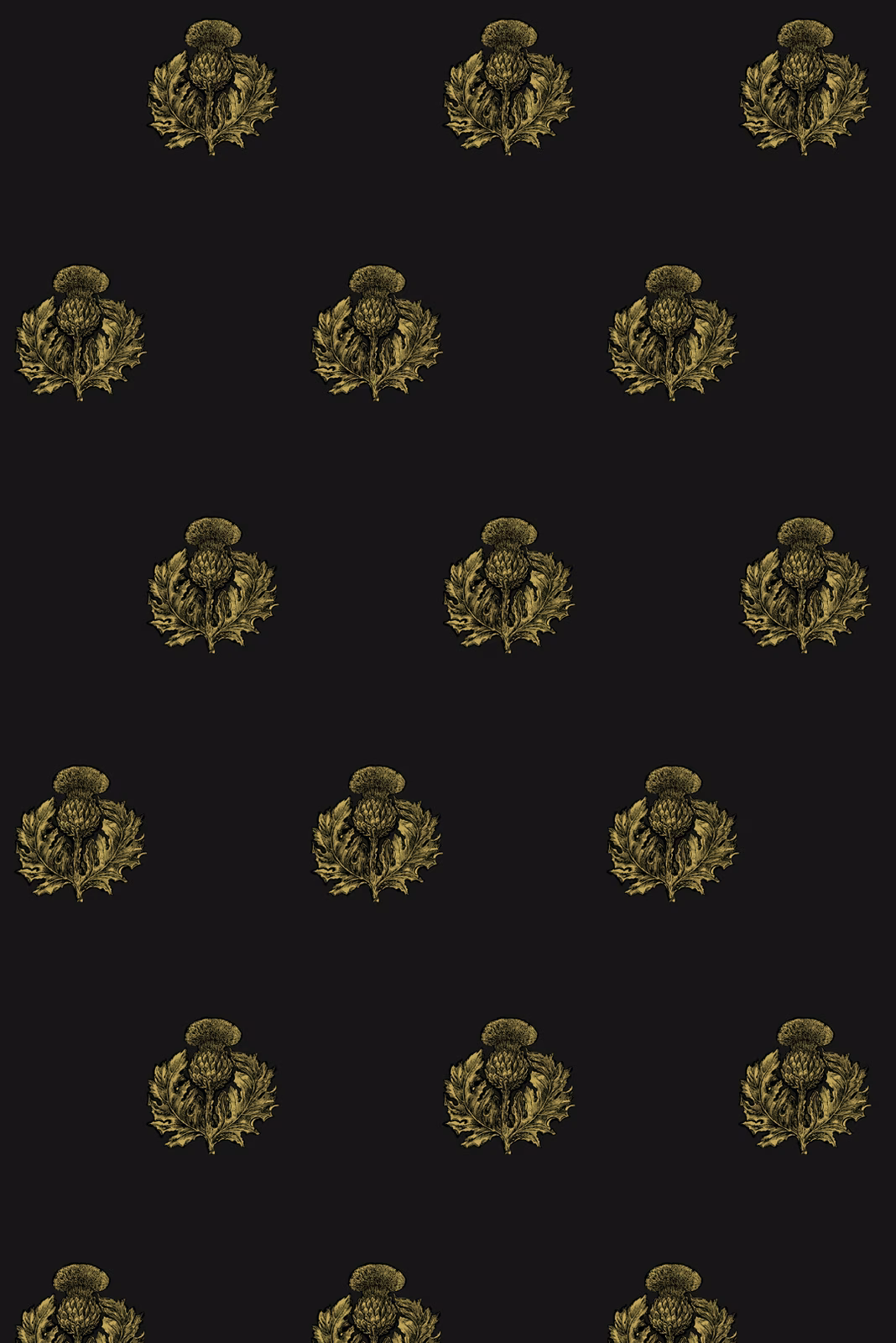 Little Thistle Velvet Fabric Black & Pale Gold on Black fabric