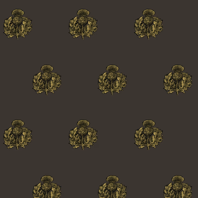 Little Thistle Velvet Fabric Black & Pale Gold on Mole fabric