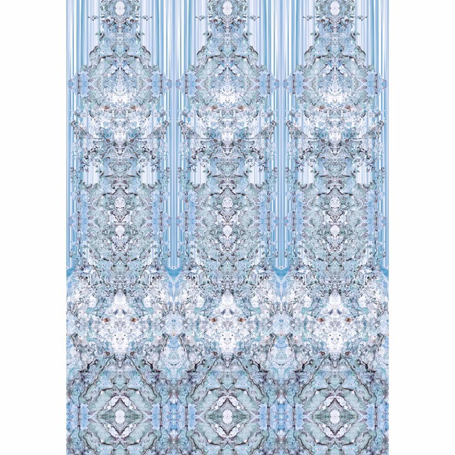 Marble Damask Wallpaper Panels Blues fabric