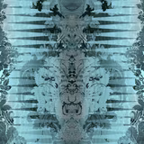 Moire Damask Foil Wallpaper Gunmetal Blue fabric