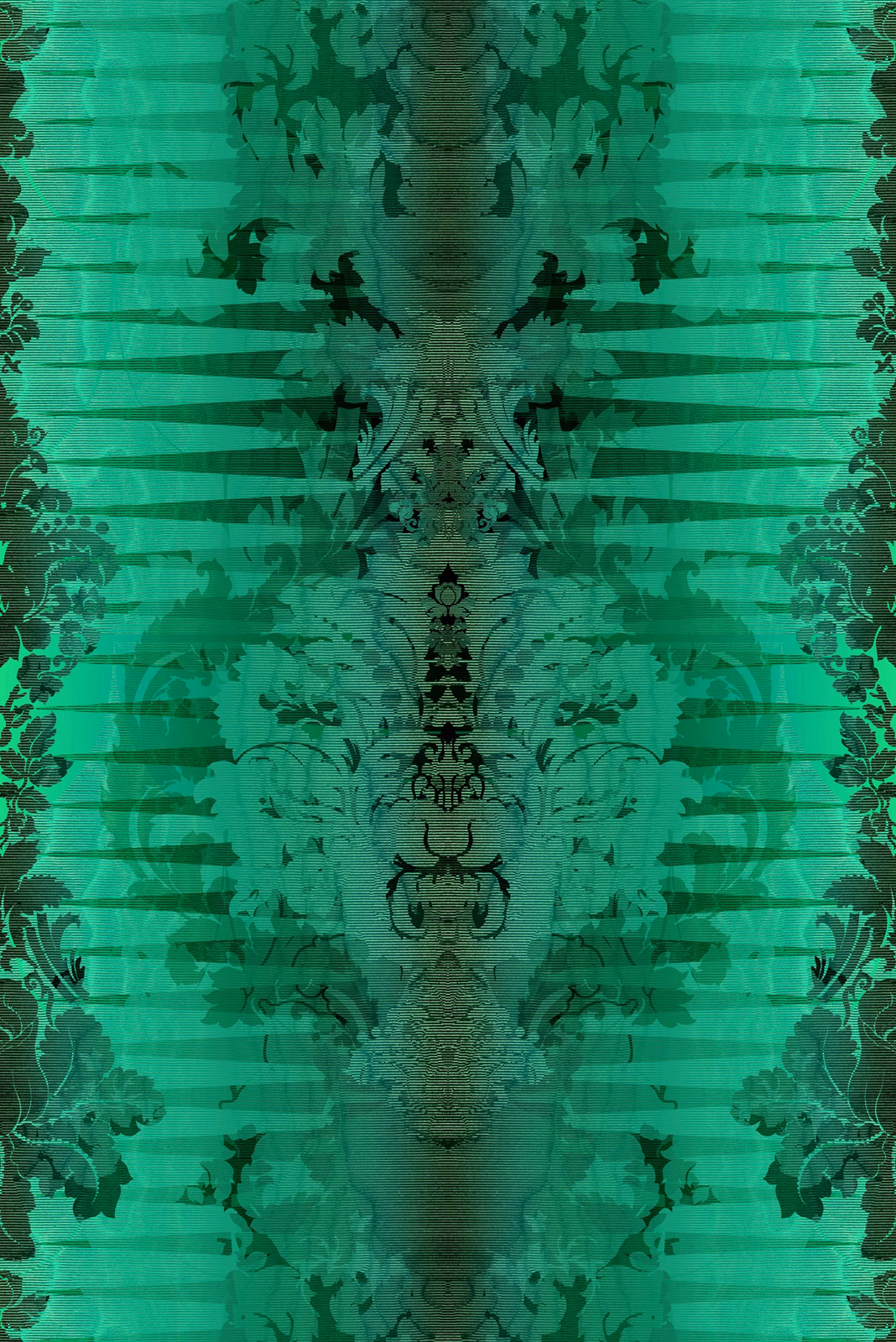Moire Damask Foil Wallpaper Oz Green fabric