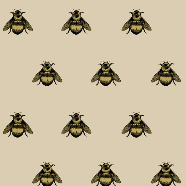 Napoleon Bee Fabric Black & Pale Gold fabric