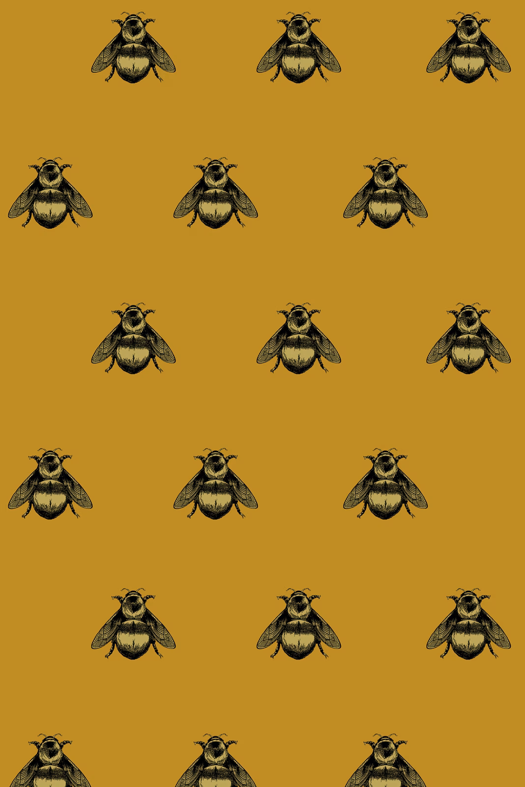Napoleon Bee Velvet Fabric Black & Pale Gold on Honey fabric