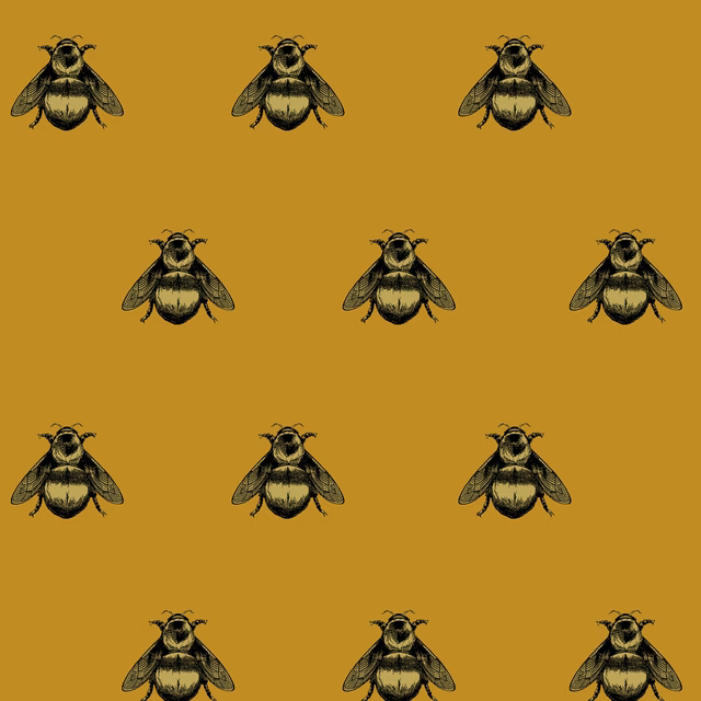 Napoleon Bee Velvet Fabric Black & Pale Gold on Honey fabric