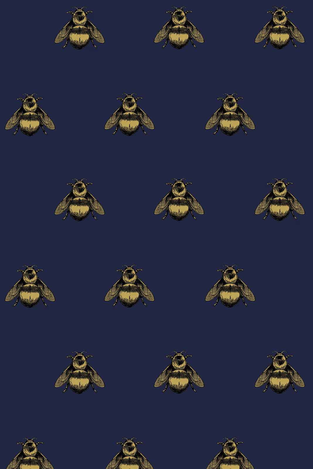 Napoleon Bee Velvet Fabric Black & Pale Gold on Navy fabric
