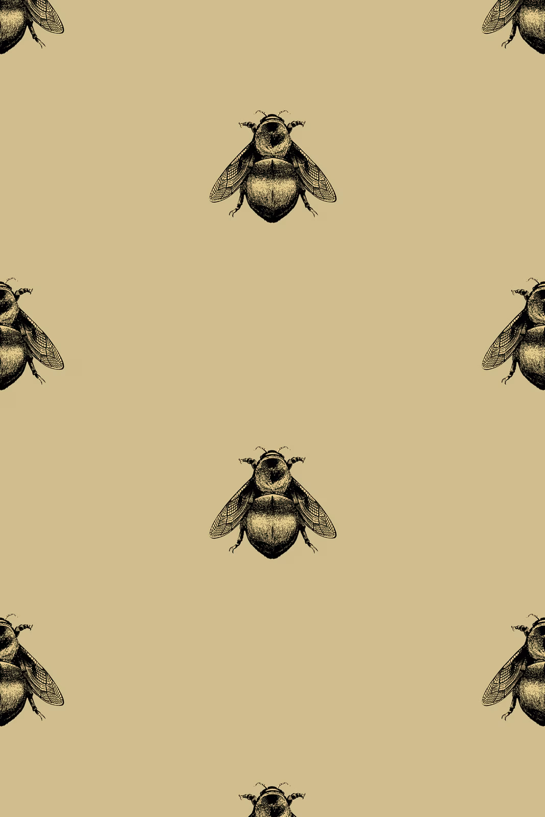 Napoleon Bee Wallpaper Black & Gold on Gold fabric