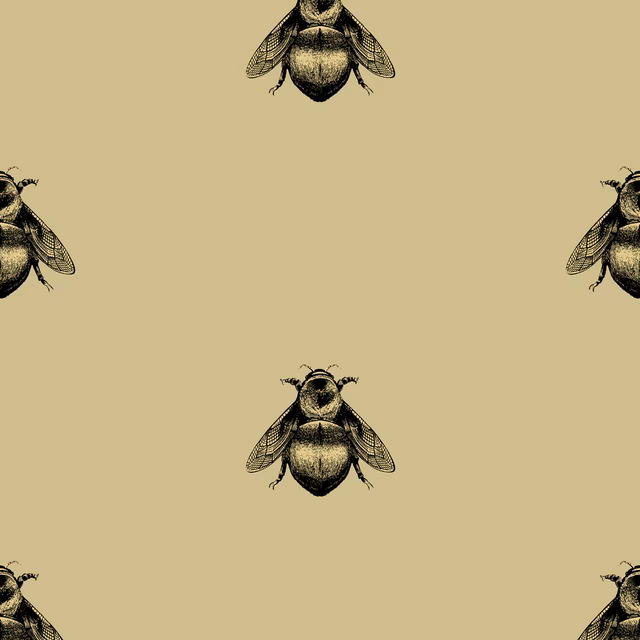 Napoleon Bee Wallpaper Black & Gold on Gold fabric