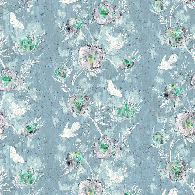 Nightingale Cork Wallpaper Pale Blue fabric